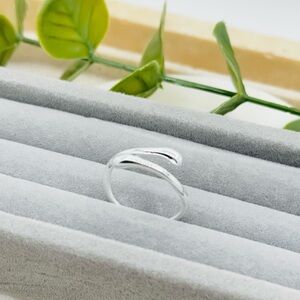925 Sterling Silver Waterdrop Design Open Ring, Unisex Hand Accessory